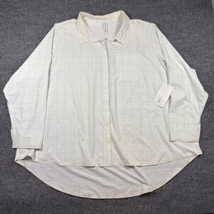 Athleta Shirt Men's 3XL Urbanite Printed White Grid Featherweight Stretch New